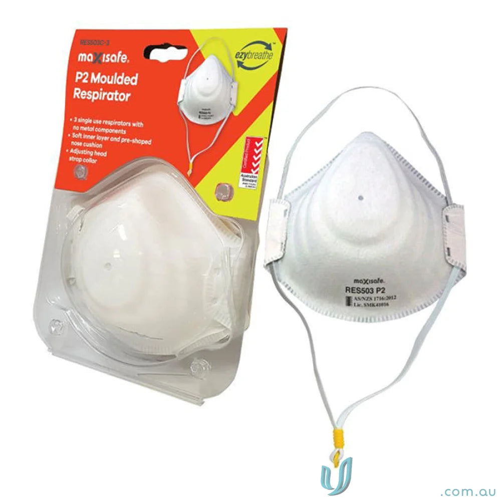 White molded P2 respirator in 3-pack for uniforms and workwear protection