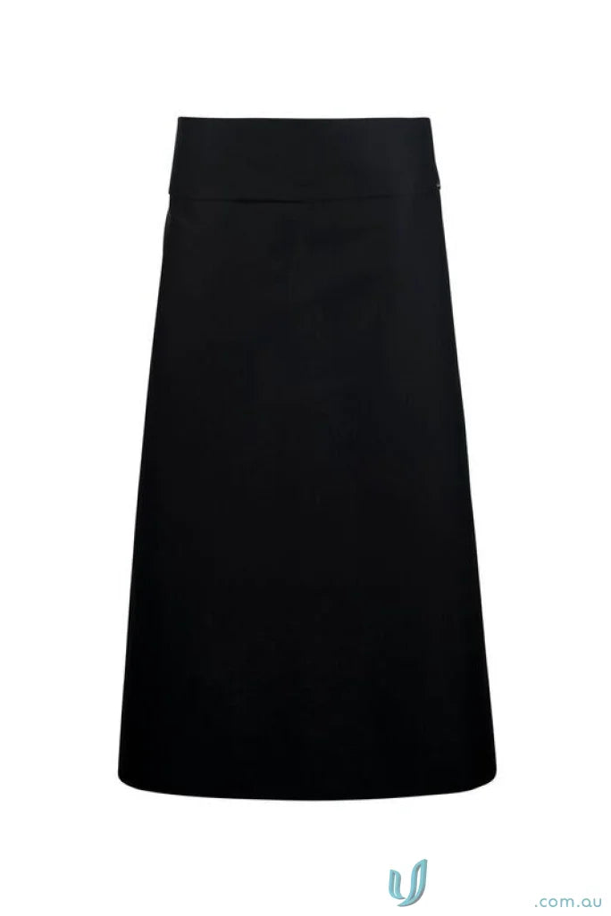 Black waist apron from 3QTR Length Apron with Pocket and Fold Over, perfect for work uniforms and workwear