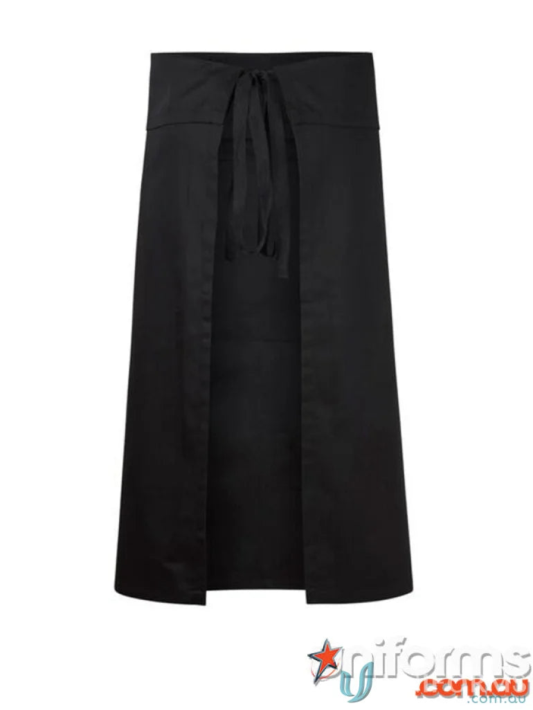 Black waist apron for work uniforms and workwear with a pocket from 3QTR Length Apron