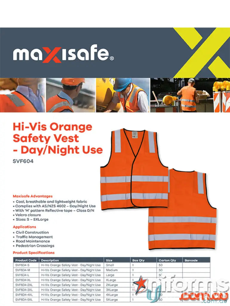 Hi-Vis orange safety vest from Maxisafe for workwear and work uniforms