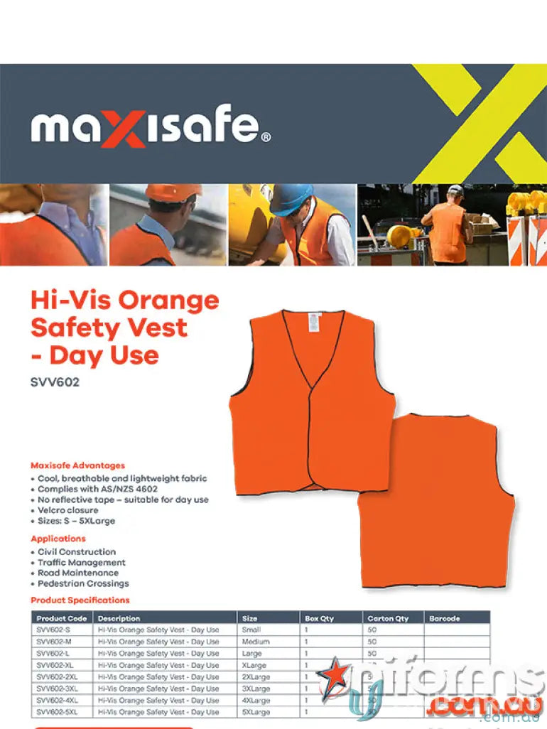 Hi-vis orange safety vest as part of workwear or work uniforms for safety