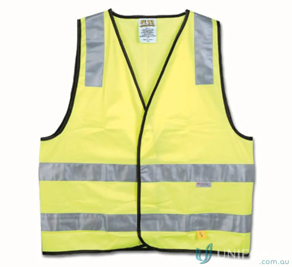 Yellow safety vest with reflective stripes, perfect for workwear and safety uniforms