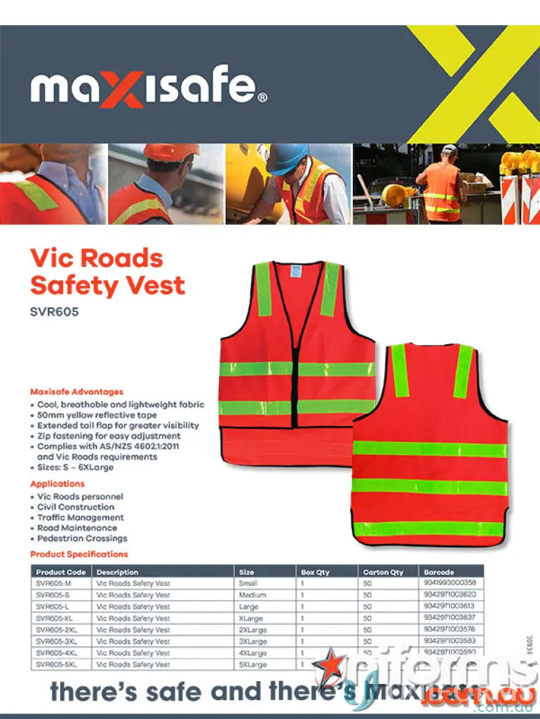 Orange safety vest with reflective stripes for Vic Roads style workwear and uniforms