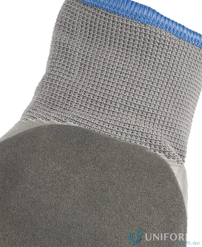 Gray work glove cuff with waterproof latex coating for cold environments and uniforms