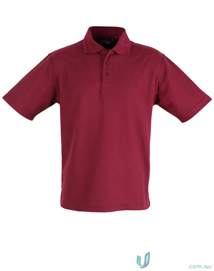 Maroon Polo Shirt in 5x Bundle Adult Polo with poly cotton pique and ridged collar