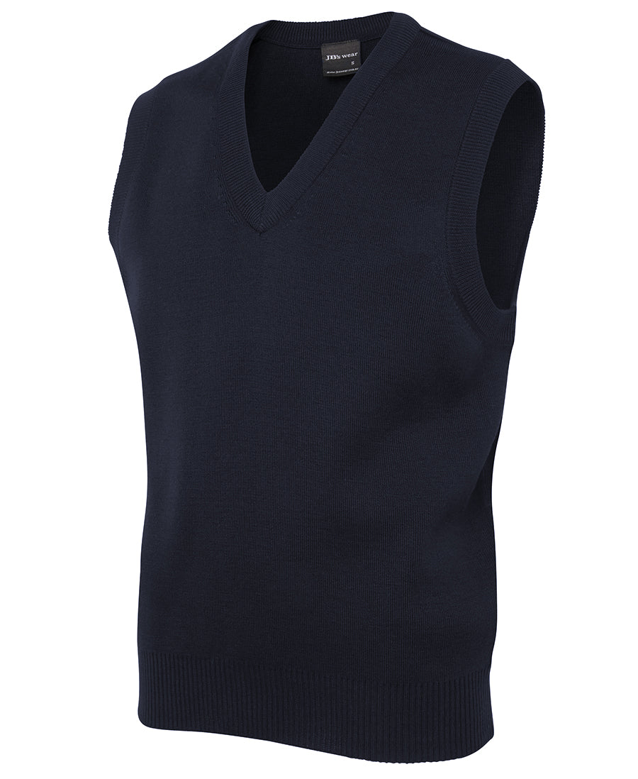 Navy blue ribbed knit v neck adult knitted vest perfect for uniforms workwear and work uniforms