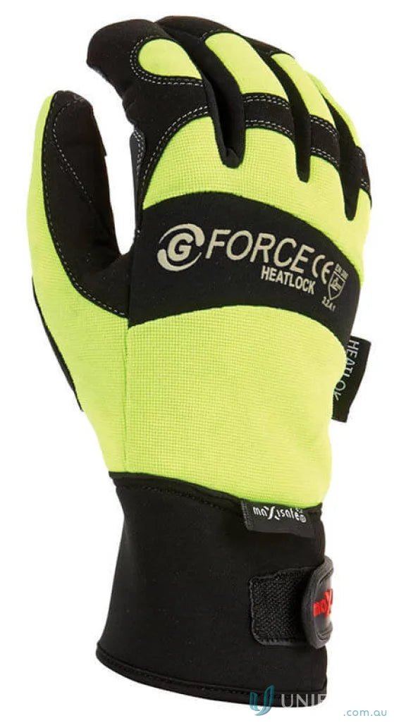 Yellow and black work glove from 6pk G-Force Heatlock Thermals, perfect for workwear