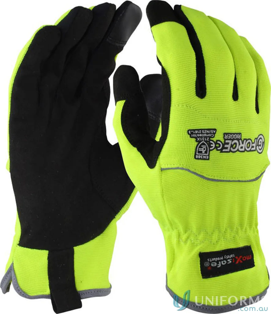 Yellow and black work gloves for handling in industry and uniforms G-Force 6pk