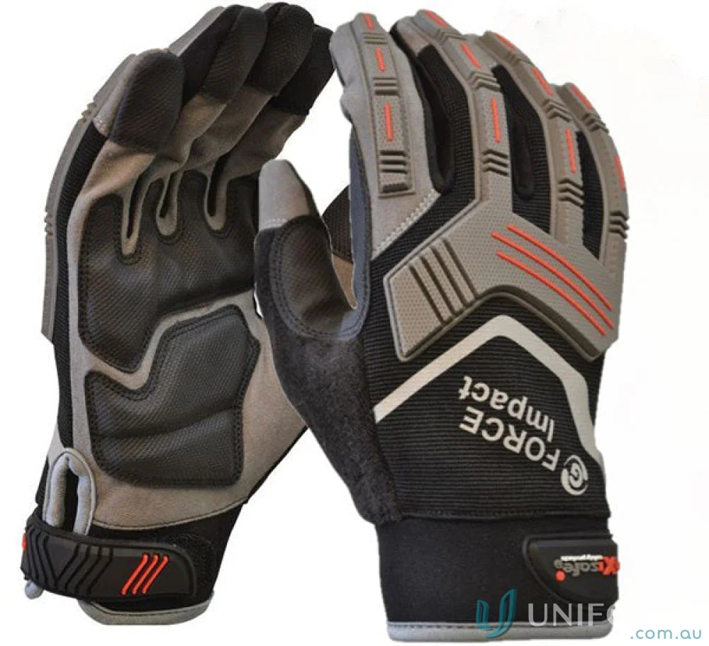 Gray and black work gloves for workwear and work uniforms in the 6pk G-Force Impact set