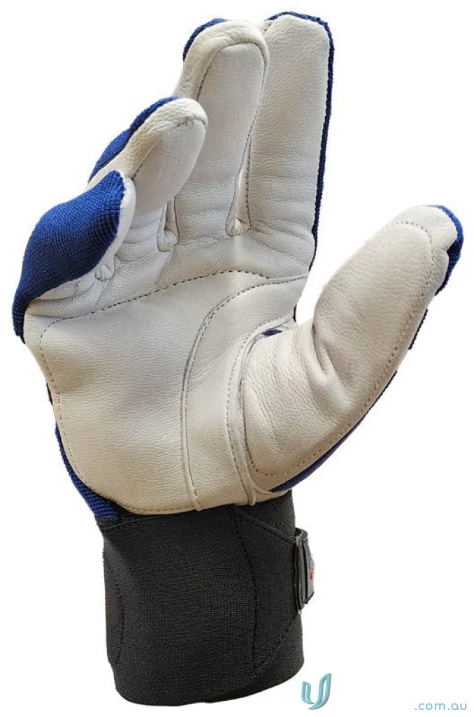 Leather and blue gel padded work glove from 6pk G-Force Impax anti-vibration workwear