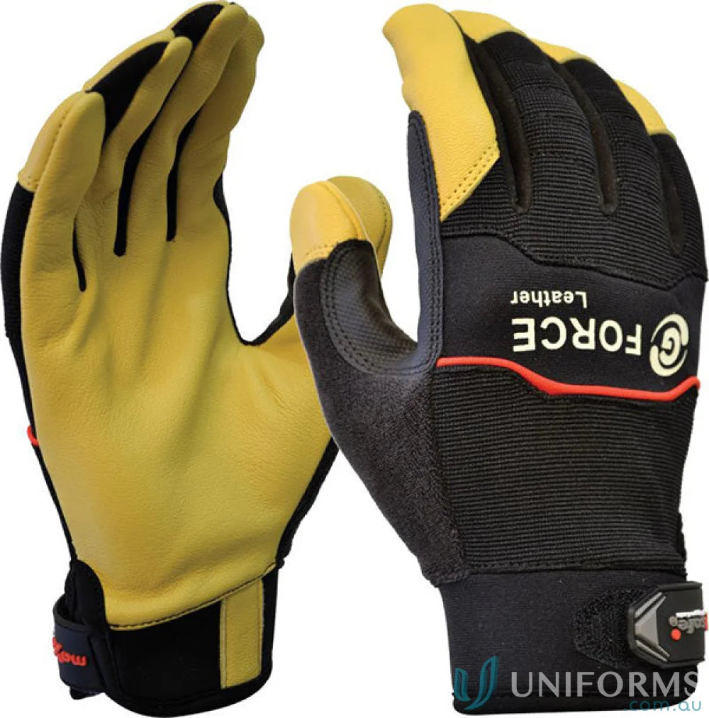 Yellow and black work gloves from G-Force Leather Mechanics Glove for industry handling