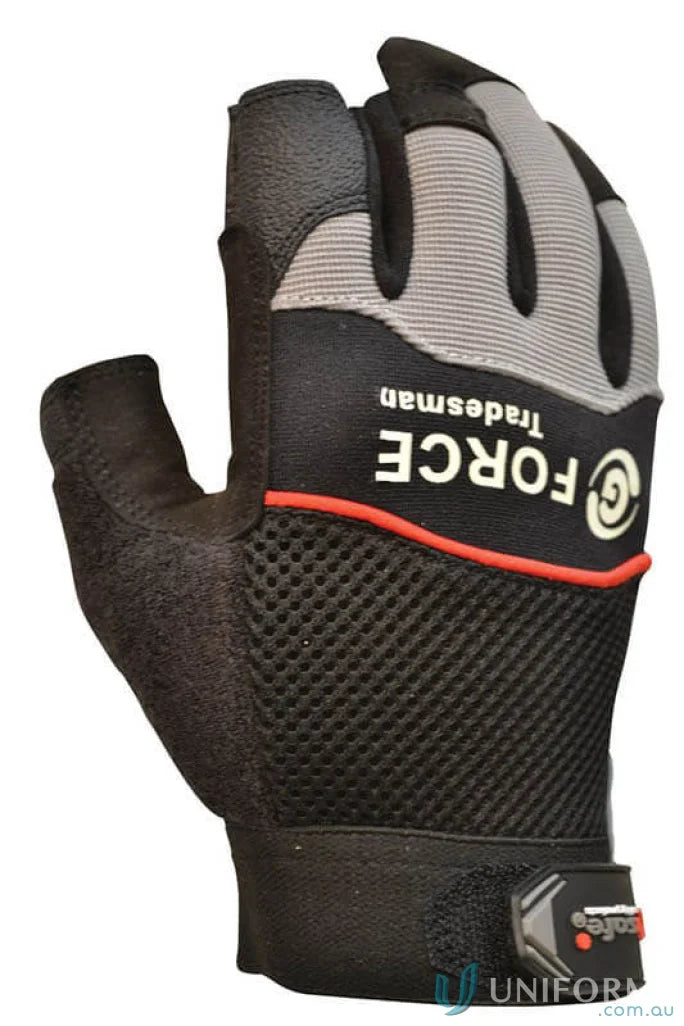 Fingerless work glove from 6pk G-Force Tradesman gloves made with synthetic leather for workwear