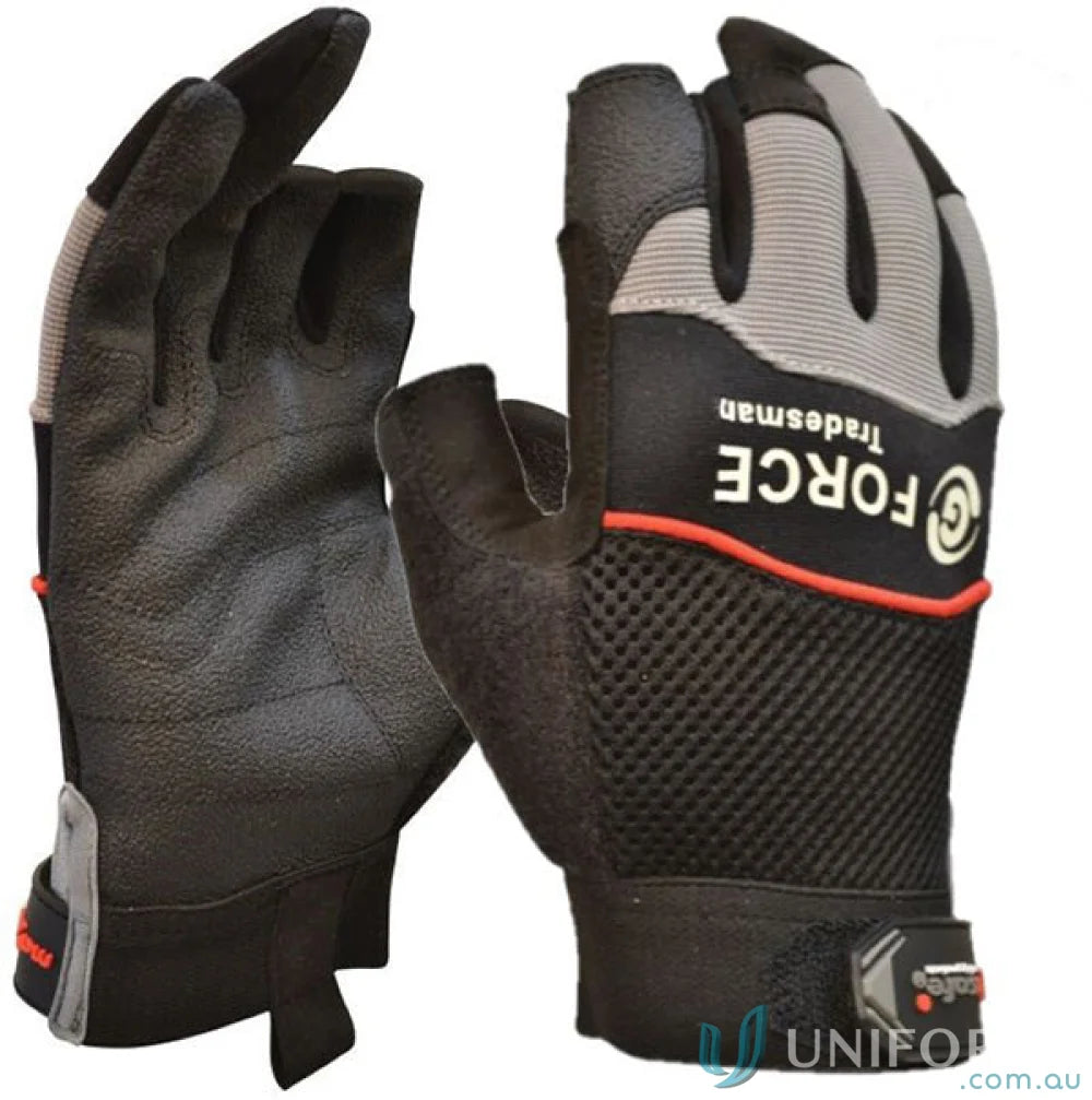 Pair of Fingerless Work Gloves made of synthetic leather from G-Force Tradesman 2 Finger Gloves