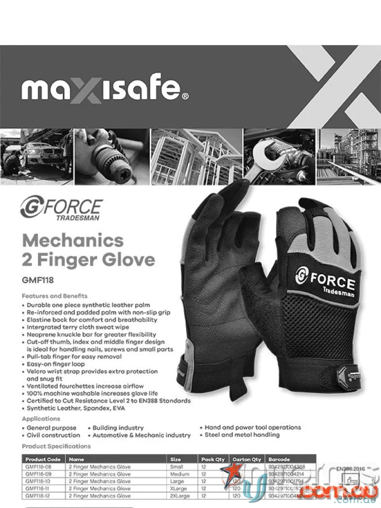 Six-pack G-Force Tradesman Mechanics Gloves with synthetic leather for workwear