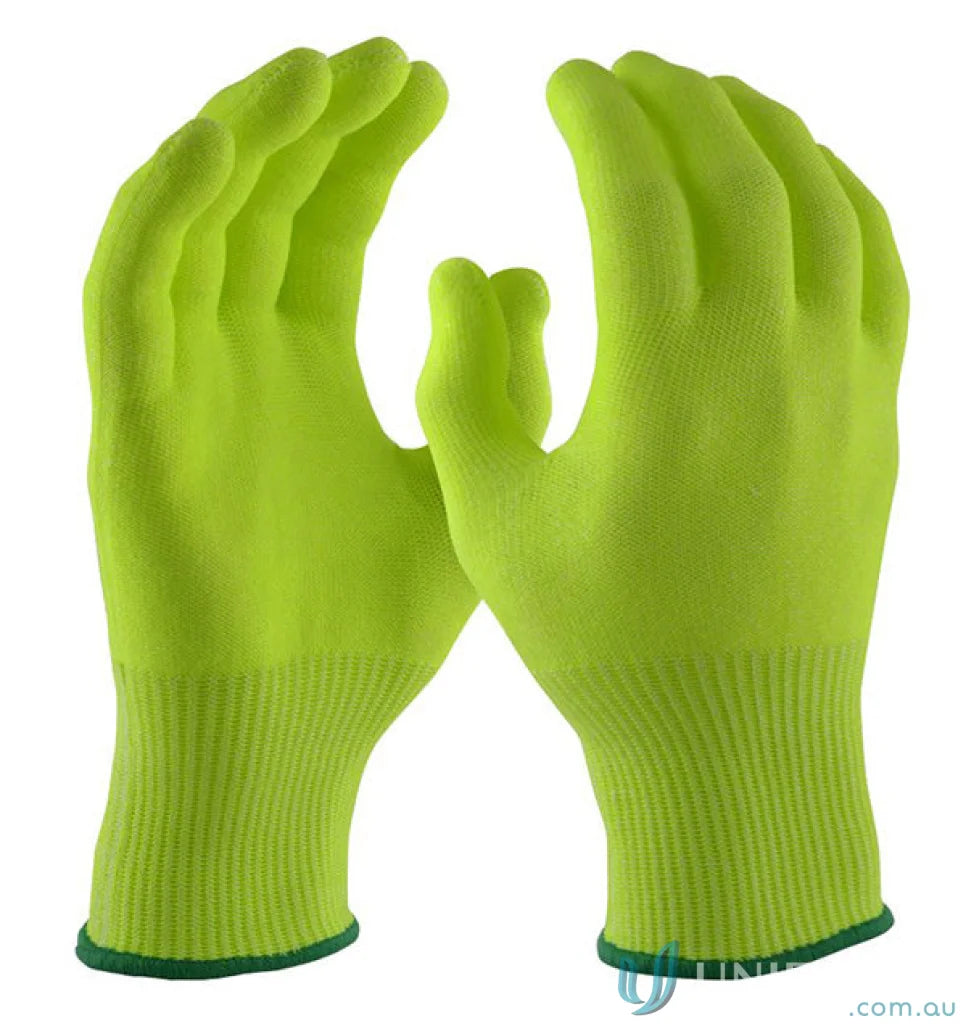 Pair of chartreuse cut-resistant work gloves from 6pk Microfresh Food Grade Liner Glove for workwear