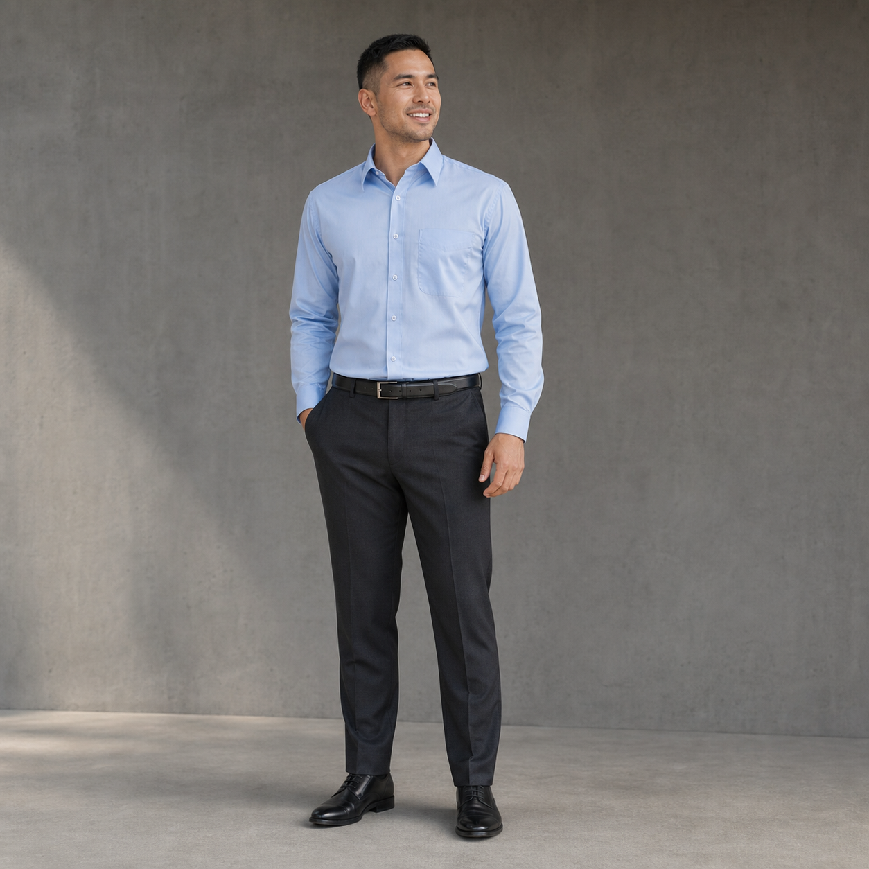 S10510 Base Men’s Long Sleeve Business Shirt in Light Blue for corporate teams