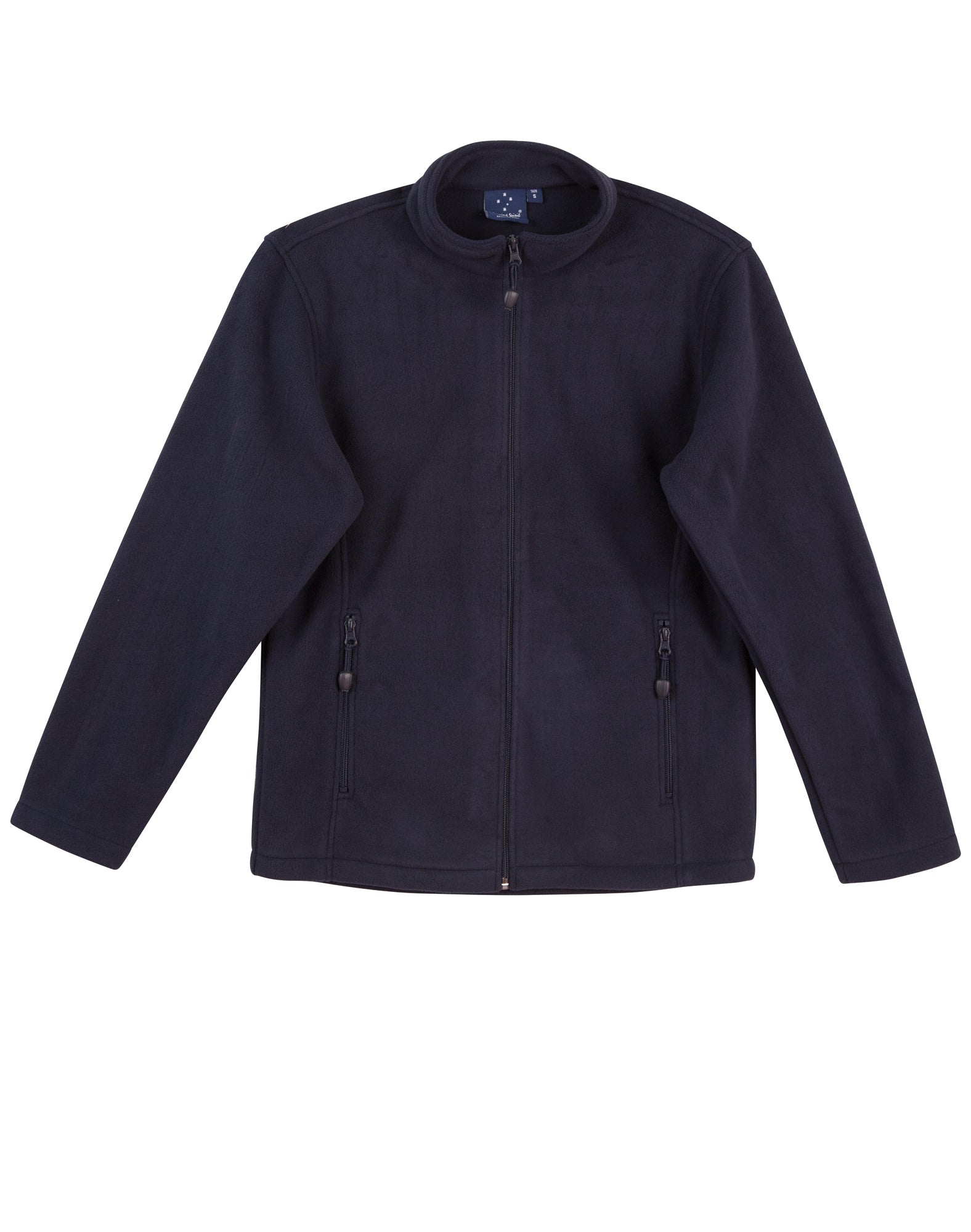 Dark navy blue arjo mens micro polar fleece jacket with full zipper and pockets ideal for workwear uniforms