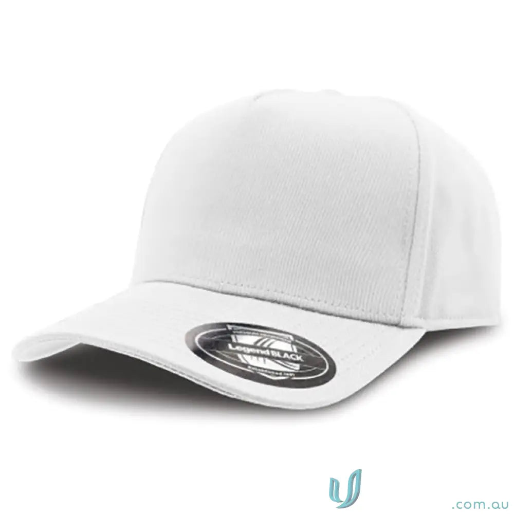White A-Frame Cap with curved text design and areas centered layout for style