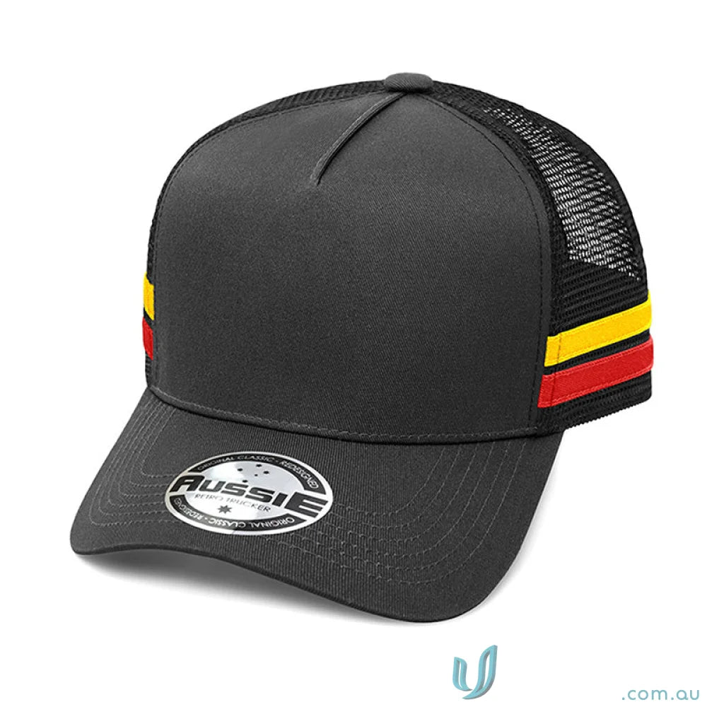 Black striped trucker cap perfect for workwear or your casual uniforms