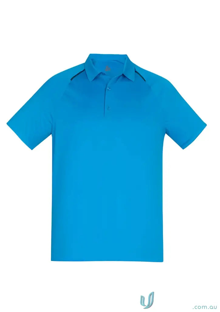 Blue short-sleeved cyber polo shirt from Biz Cool Academy Polo collection