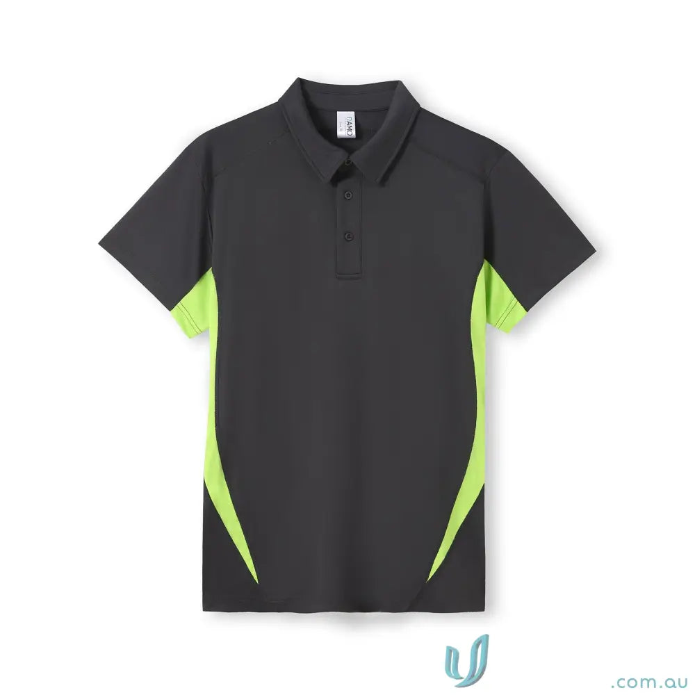 Gray and lime green Accelerator Polo shirt ideal for uniforms and workwear