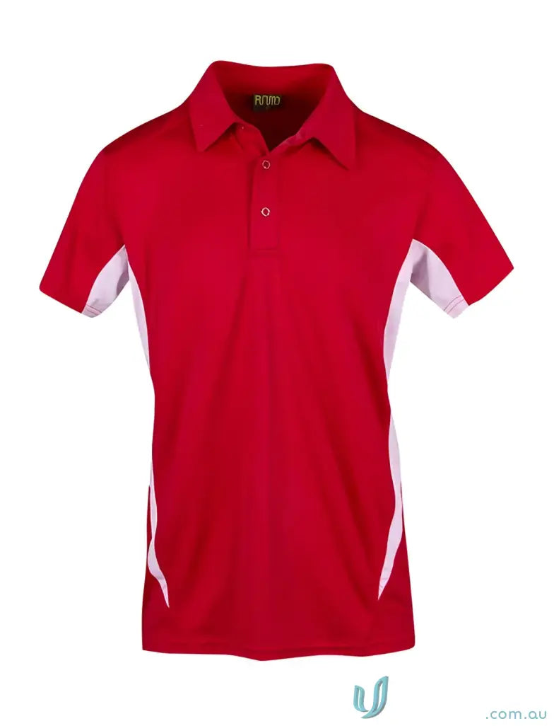 Red and white Accelerator Polo shirt perfect for uniforms and workwear style
