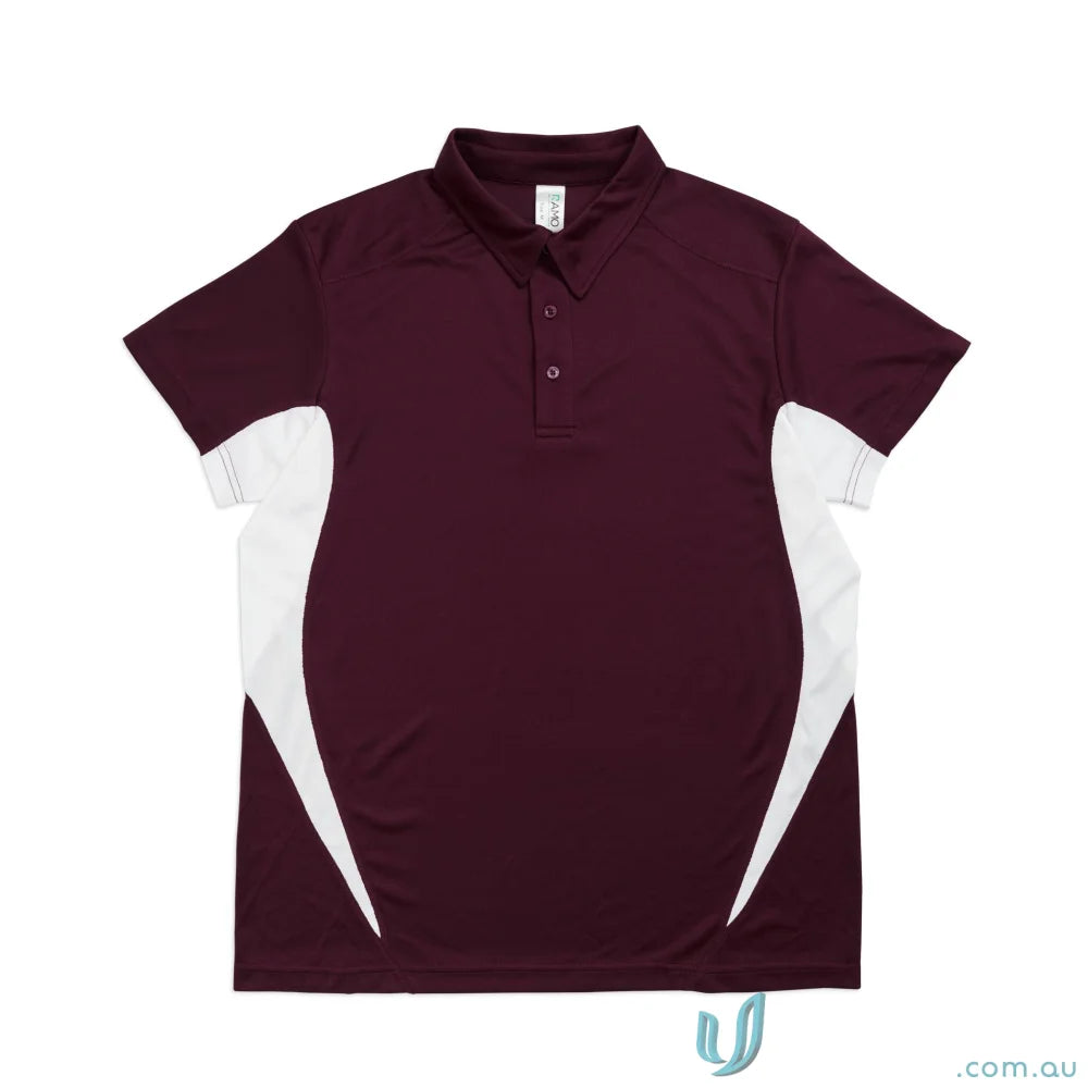 Maroon and white Accelerator Polo shirt ideal for uniforms and workwear styles
