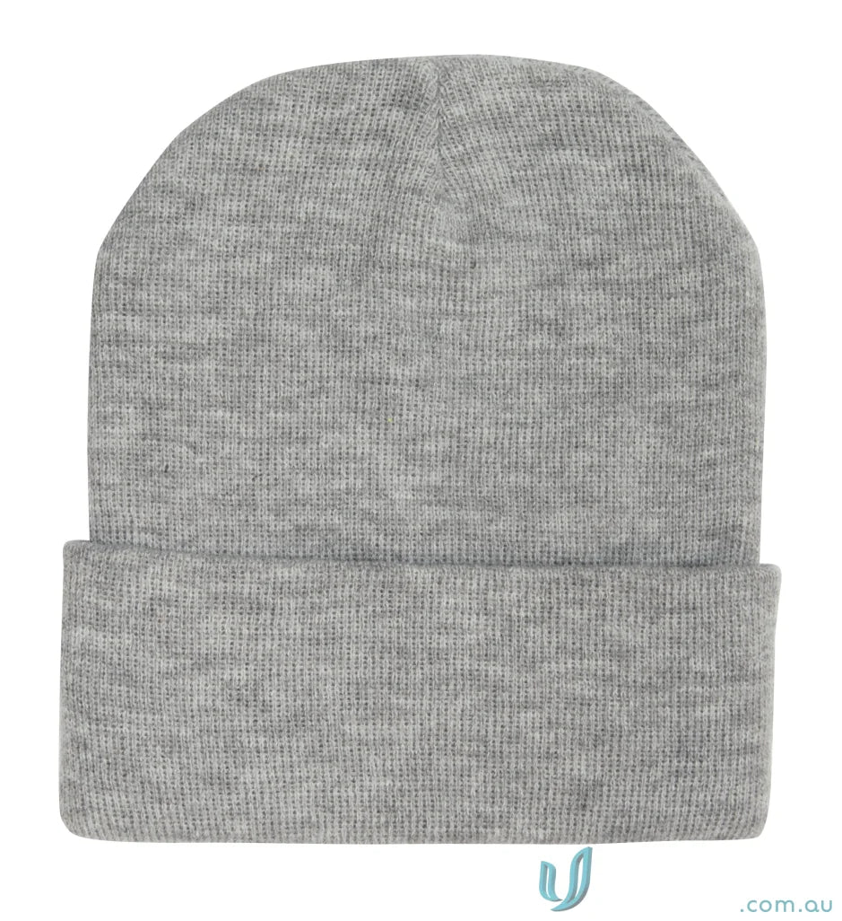 Gray knit Acrylic Beanie with marle design perfect for uniforms and casual wear