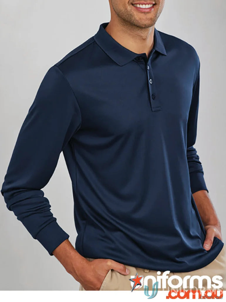 Navy Action LS Polo from Biz Collection, long sleeve polo p206ml style