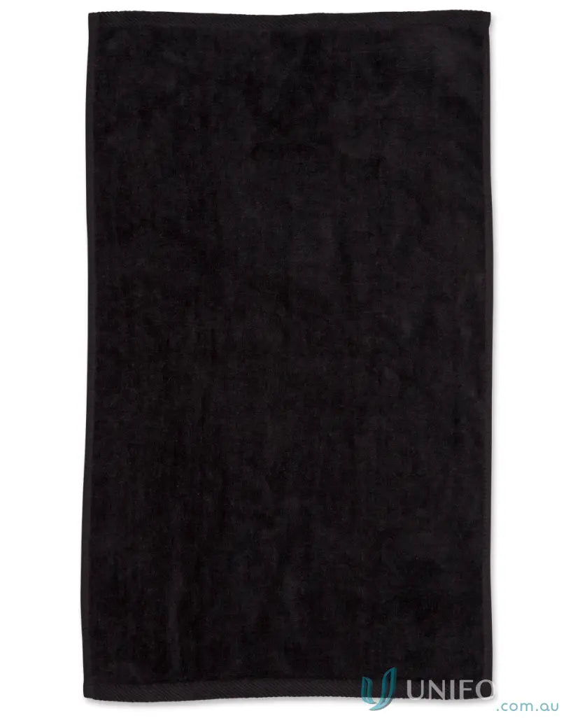 Black terrycloth towel from TW01 Active Towel with Dobby border and velour finish