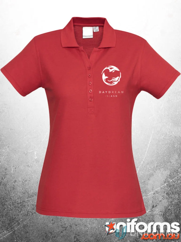 Red polo shirt from ACTIVITIES Ladies workwear collection, perfect for uniforms