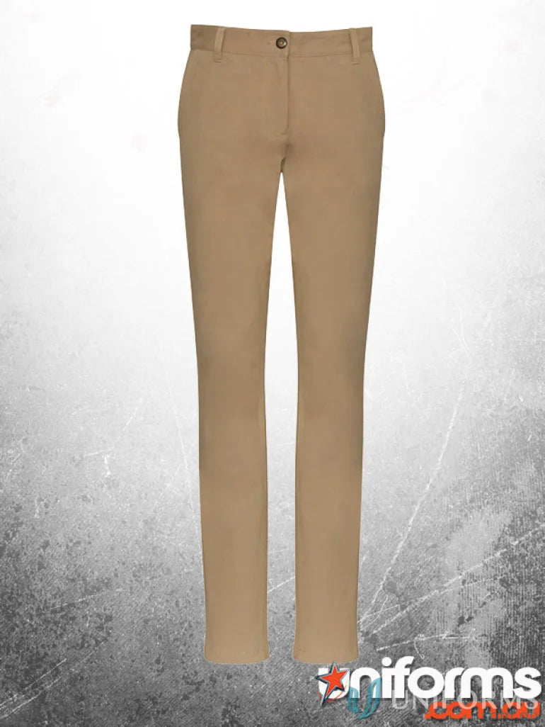 Khaki-colored ADMIN Ladies Chino Pants perfect for uniforms or workwear