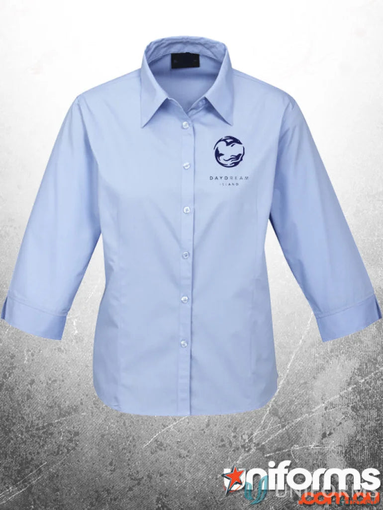 Light blue admin ladies 3quarter shirt ideal for work uniforms and workwear