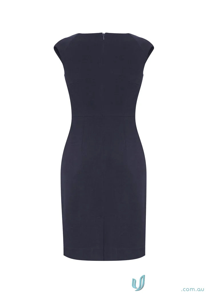 Navy blue sheath dress ideal for work uniforms or workwear by ADMIN Ladies EMB-W