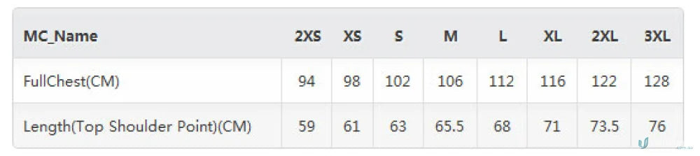Clothing size chart for adult cycle jersey with reflective trim ct1465 adult cycle