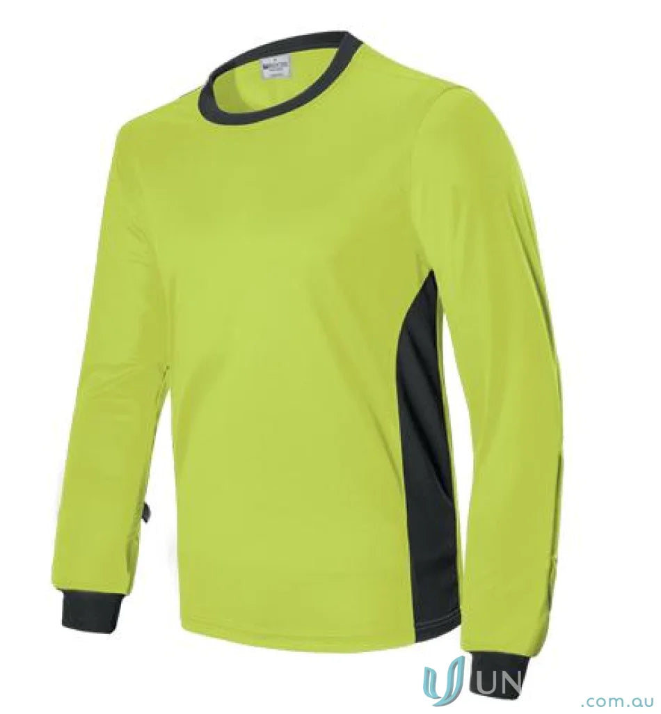 Long-sleeved chartreuse and black goal keeper jersey for adult keeper players