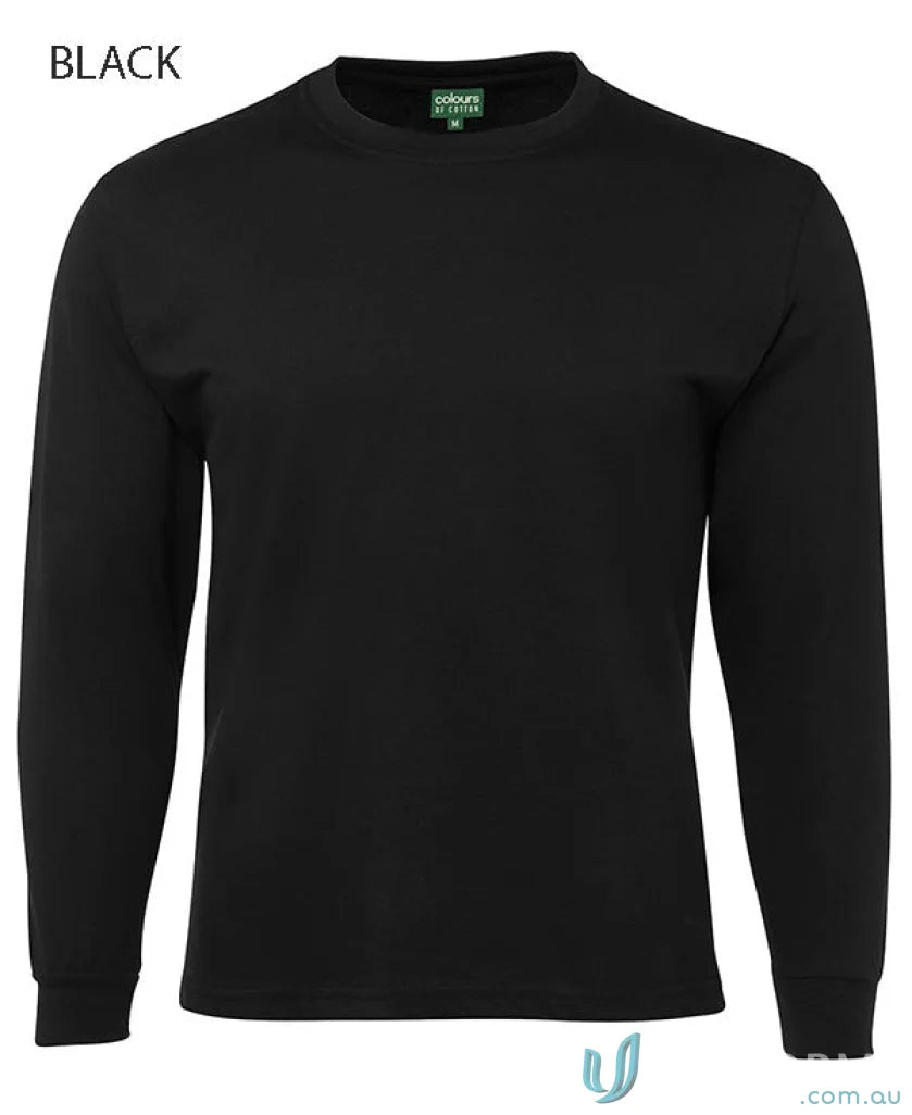 Black long-sleeved shirt from JBs Wear Adult LS Cuffed Tee with a classic fit