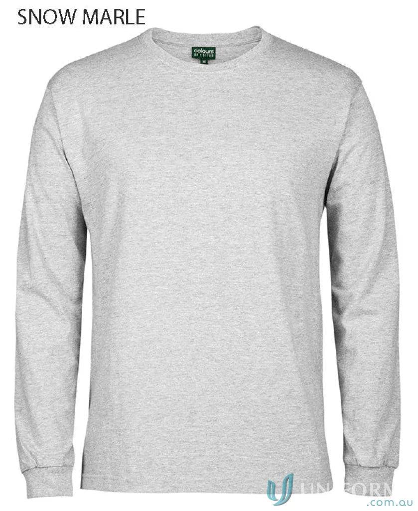 Gray long-sleeved jb’s wear adult LS cuffed tee with a classic fit