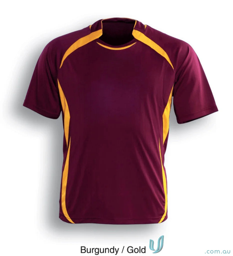 Burgundy and gold athletic sports jersey for Adult Performance Soccer Jersey, ideal for uniforms