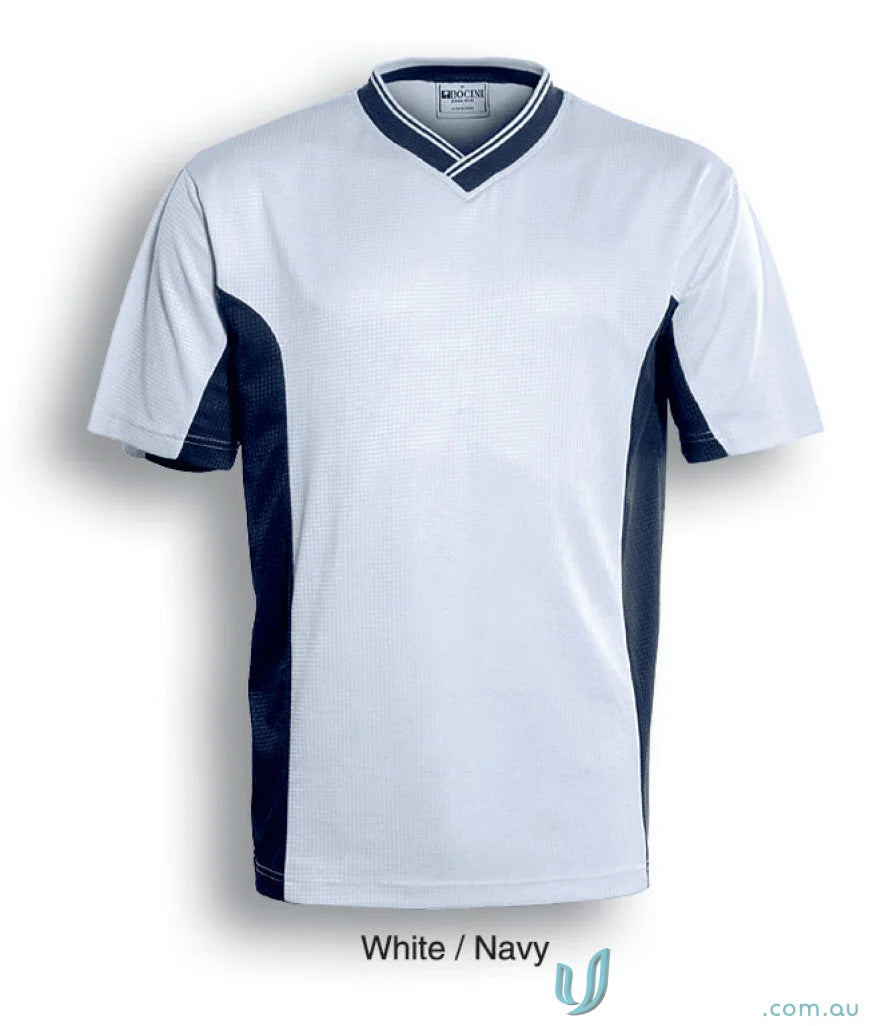 Adult Soccer Panel Jersey with navy panels and V-neck collar for sporty look