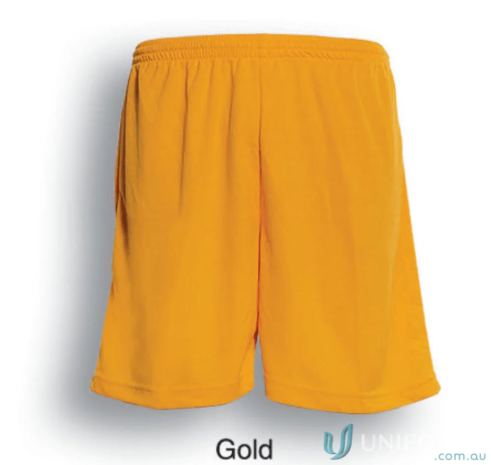 Gold athletic shorts perfect for adult soccer players and soccer shorts fans