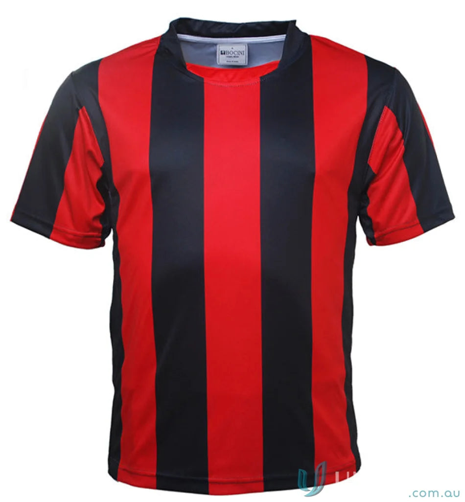 Red and black striped football jersey for adults, perfect striped football jersey for fans