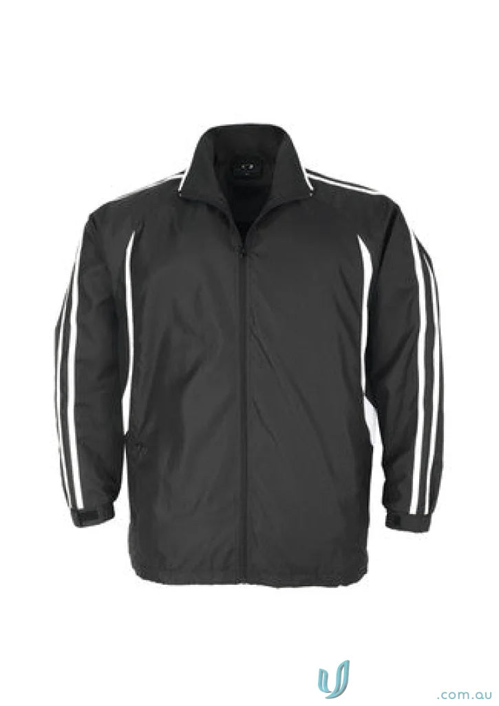 Black biz collection unisex adults flash track jacket with white shoulder stripes