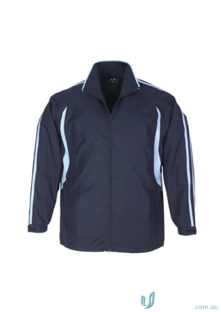 Dark blue Adults Flash Track Top with light blue and white stripes from Biz Collection Unisex