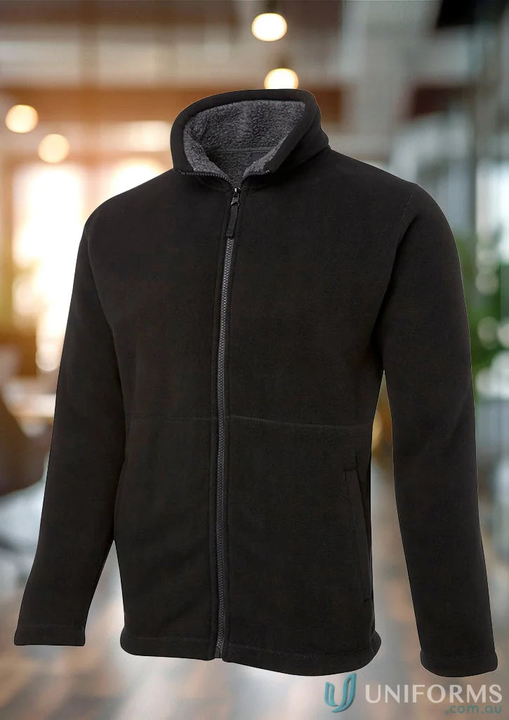 Black fleece jacket with zipper, Adults Shepherd Jacket made of 450gsm bonded microfleece