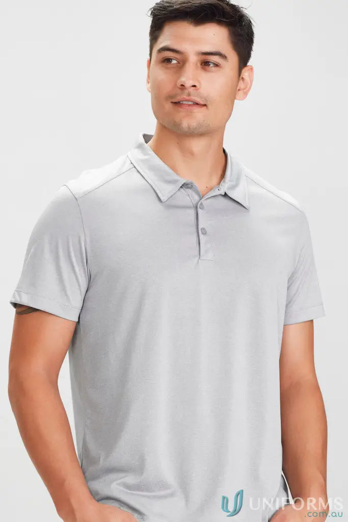 Man in gray Aero Polo from Biz Collection Aero collection polo shirt