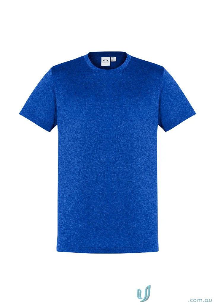 Blue short-sleeved Aero Tee t800ms fabric resists shrinking for comfy fit