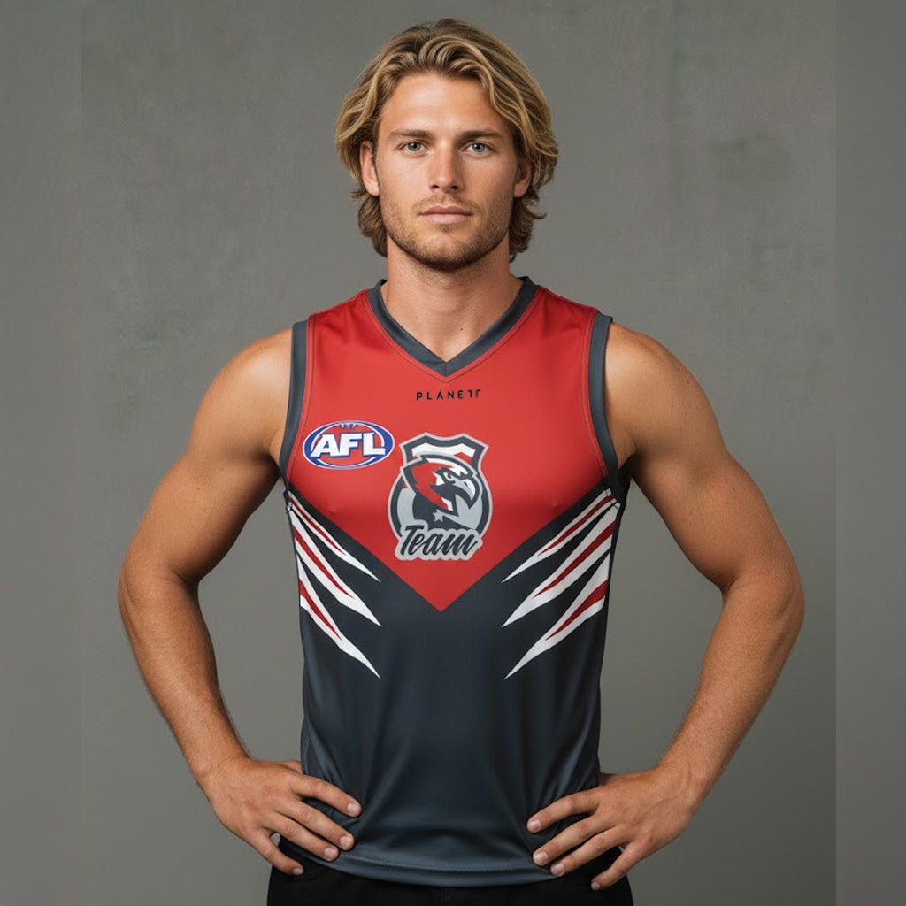 AFL106S custom AFL shorts red navy jersey with AFL logo