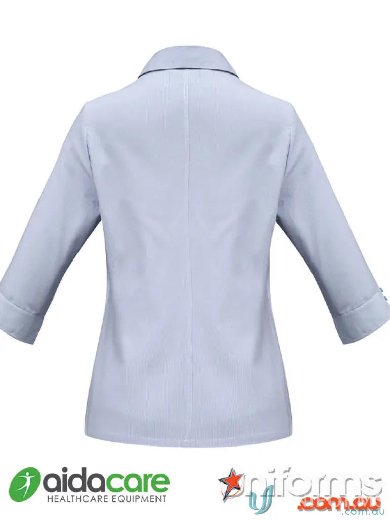Light blue medical jacket from Aidacare EMBx1 Ladies 3Q Shirt, ideal ladies ambassador shirt