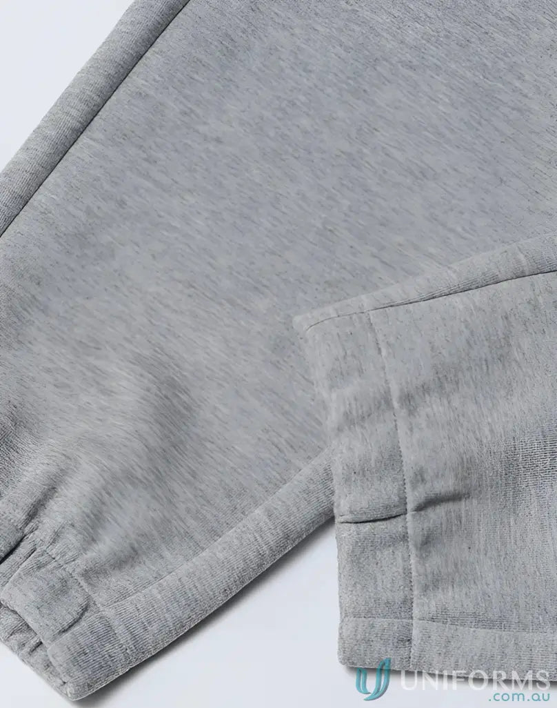 Gray heathered airlayed cvc sweat pants with elastic cuffs soft fabric ideal for workwear and uniforms